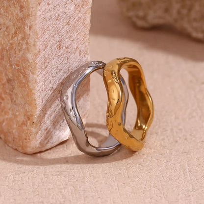 Fashion Niche Circle Geometric Stainless Steel 18K Gold Plated Rings