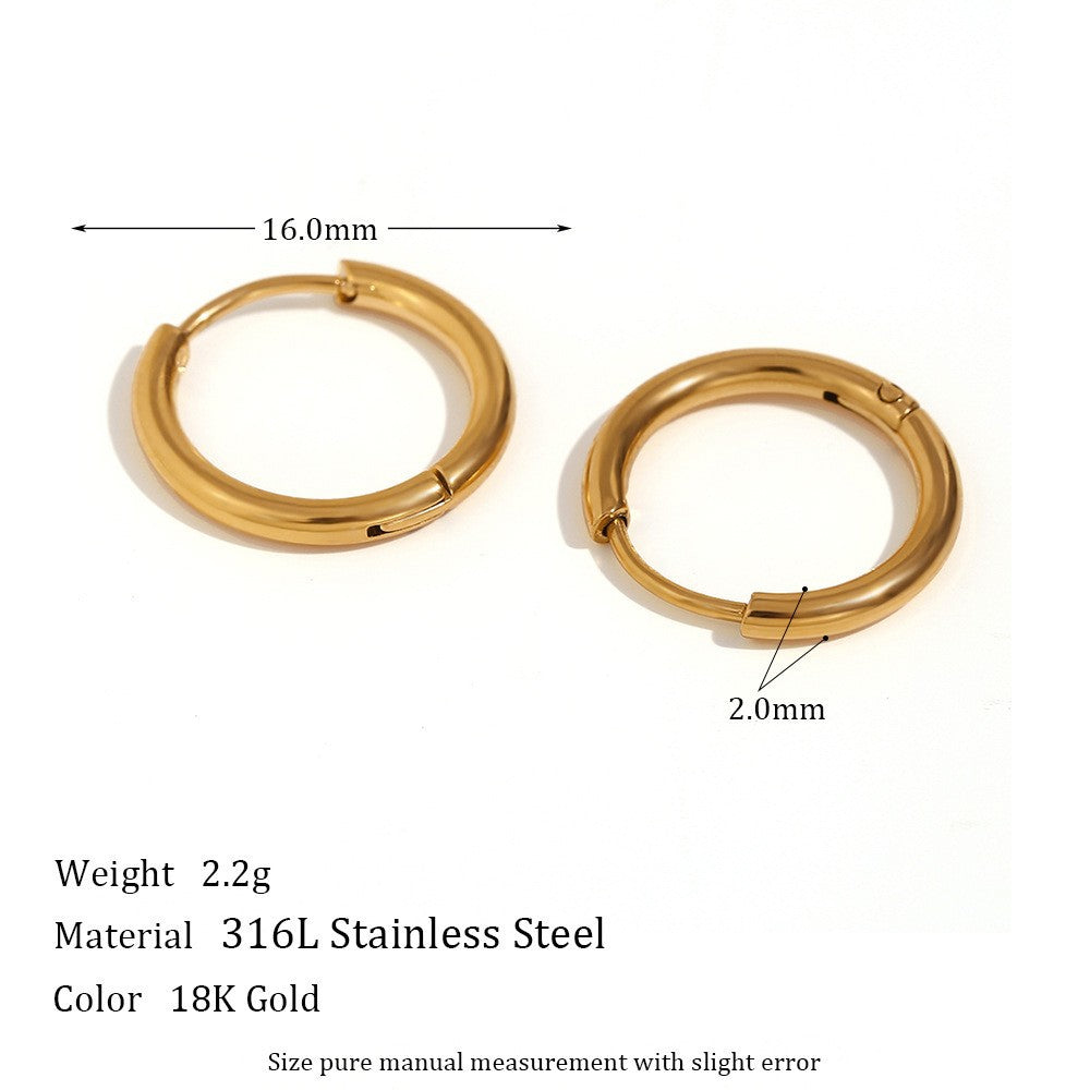 Fashion Circle Geometric Stainless Steel 18K Gold Plated Earrings