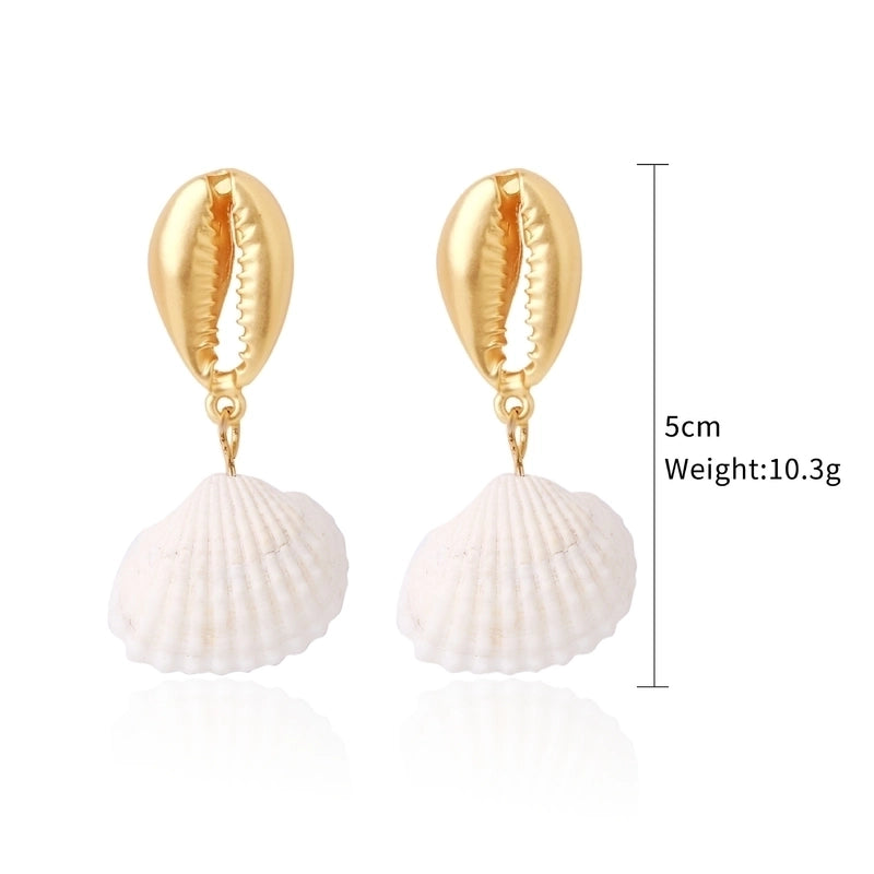 Fashion Shell Shell Inlaid Shell Artificial Pearls Women\'s Earrings 1 Pair