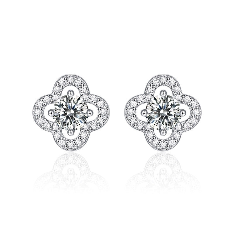 1 Pair Casual Minimalist Geometric Heart Shape Inlay Copper Zircon White Gold Plated Ear Studs