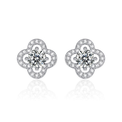 1 Pair Casual Minimalist Geometric Heart Shape Inlay Copper Zircon White Gold Plated Ear Studs