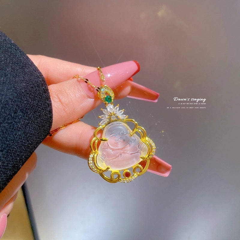 Fashion Geometric Titanium Steel Copper Plating Artificial Diamond Necklace