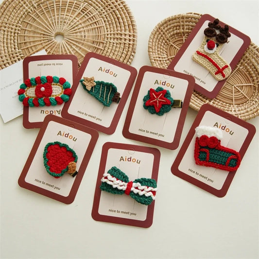 Christmas Cute Minimalist Women's Christmas Tree Christmas Socks Yarn Hair Clip