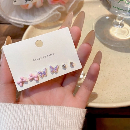 1 Set Minimalist Geometric Enamel Plating Inlay Copper Rhinestones Opal Shell Earrings