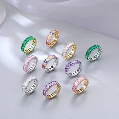 Fashion Round 304 Stainless Steel Zircon White Gold Plated Gold Plated Plating Rings