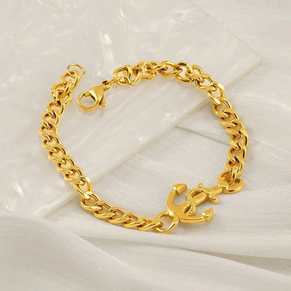 Luxurious Geometric Hand Infinity 304 Stainless Steel 18K Gold Plated Cuban Link Chain Bracelets In Bulk