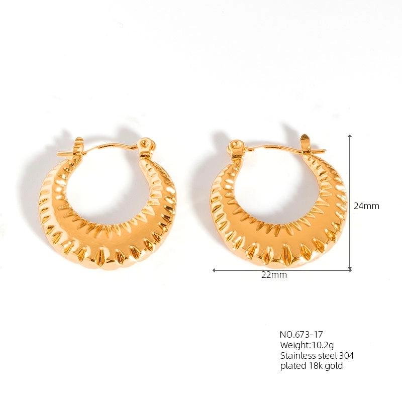 1 Pair Casual Modern Style Classic Style U Shape Geometric 304 Stainless Steel Titanium Steel 18K Gold Plated Earrings