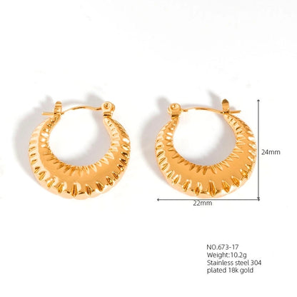 1 Pair Casual Modern Style Classic Style U Shape Geometric 304 Stainless Steel Titanium Steel 18K Gold Plated Earrings