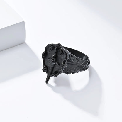 Jewelry Chinoiserie Coconut Tree Solid Color Skull 304 Stainless Steel 18K Gold Plated Rings