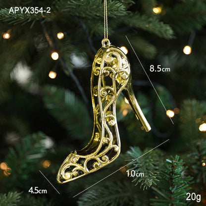 Christmas Gold Christmas Tree Ornaments Snowflake Crystal Shoes Reindeer Pendants Electroplated Accessories Pendants