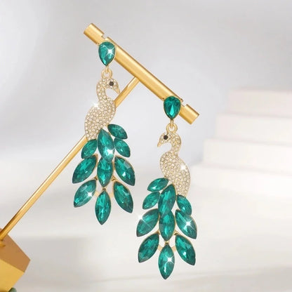 1 Pair Glam Luxurious Shiny Inlay Alloy Crystal 18K Gold Plated Drop Earrings