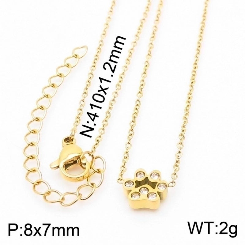 Minimalist Korean Style Animal Paw Print Titanium Steel 18K Gold Plated Plating Bracelets Earrings Necklace