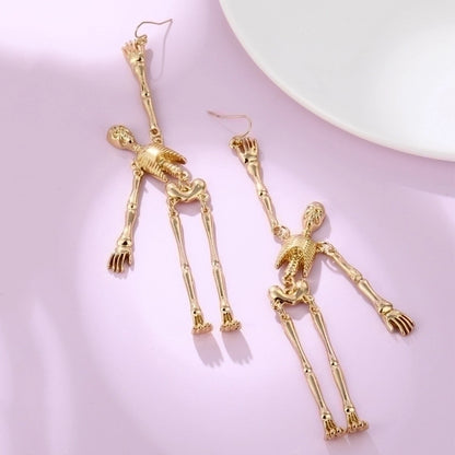 1 Pair Funny Skull Irregular Plating Three-dimensional Alloy Drop Earrings
