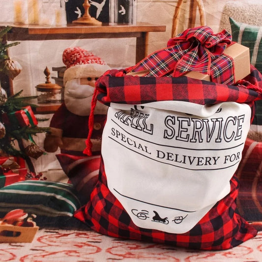 Christmas Gift Bag Christmas Large Printed Drawstring Drawstring Drawstring Bag Imitation Linen Santa Claus Backpack Gift Bag