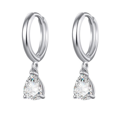 1 Pair Minimalist Water Droplets Inlay Copper Zircon Drop Earrings