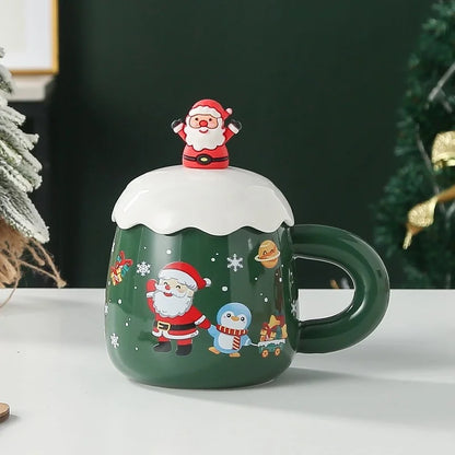 Christmas Cute Santa Claus Snowflake Ceramics Mug 1 Piece