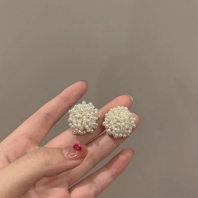 1 Pair Minimalist Round Inlay Alloy Zircon Ear Studs