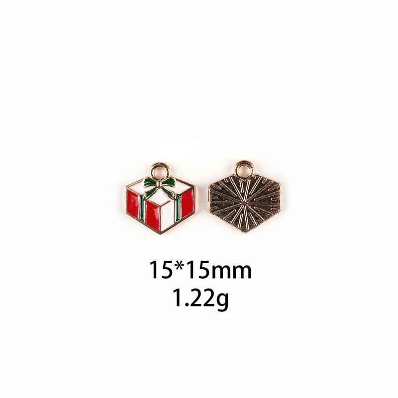 10 PCS/Package Zinc Alloy Christmas Hat Christmas Tree Santa Claus Pendant Jewelry Accessories
