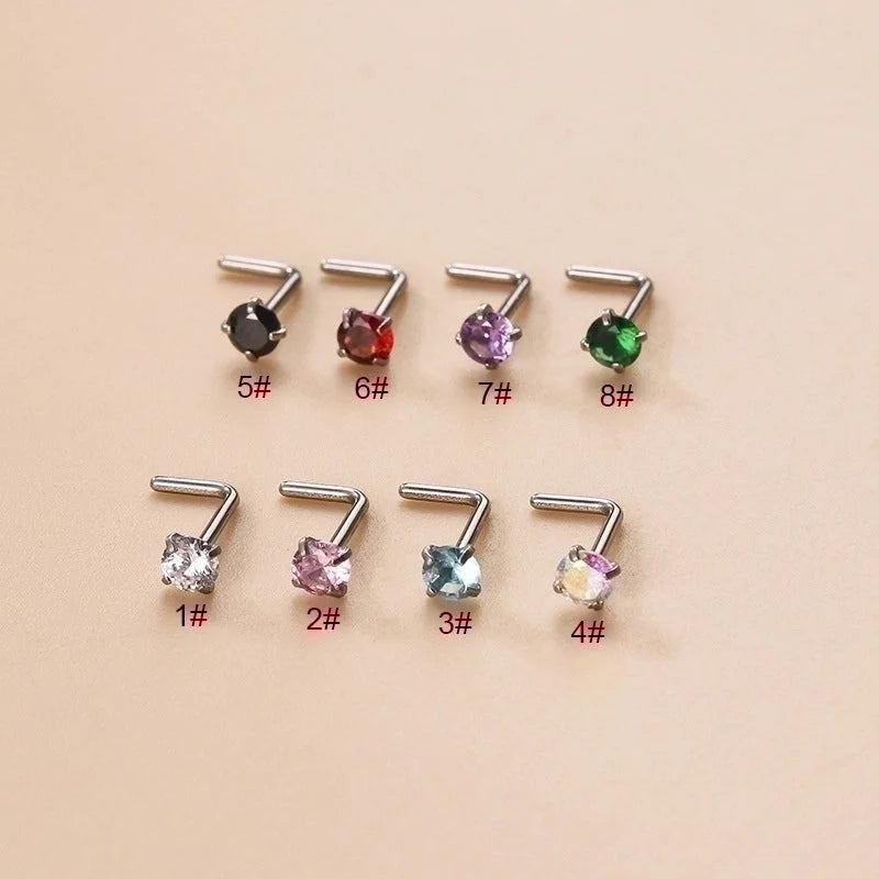 1 Piece Nose Rings & Studs Fashion Geometric 316L Stainless Steel Zircon