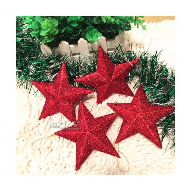 Christmas Stars Christmas Christmas Tree Decorations 23cm Golden Christmas Tree Pendant Five-pointed Star With Gold Powder