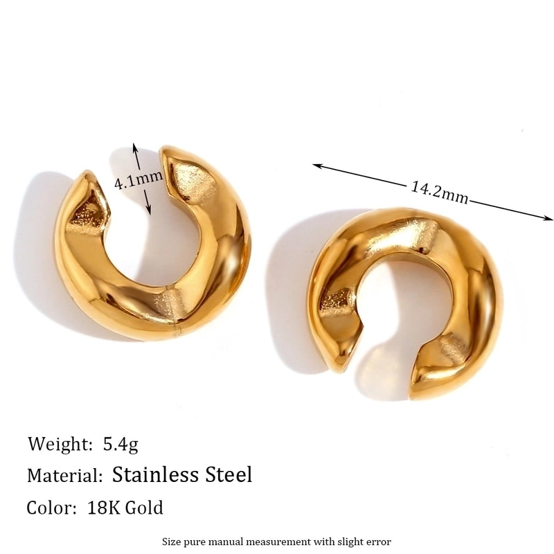 1 Pair Minimalist Classic Style Solid Color Plating 304 Stainless Steel 18K Gold Plated Ear Cuffs
