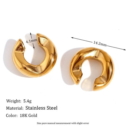 1 Pair Minimalist Classic Style Solid Color Plating 304 Stainless Steel 18K Gold Plated Ear Cuffs