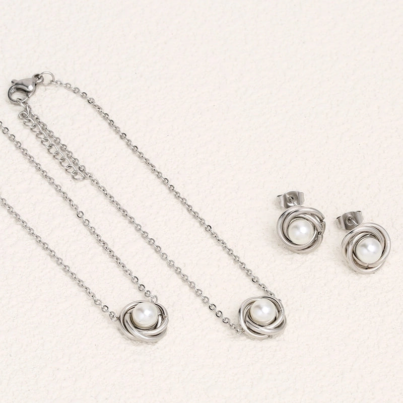 3 Pieces Elegant French Style Classic Style Geometric 304 Stainless Steel 18K Gold Plated Plating Jewelry Set