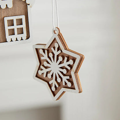 Christmas Ornaments Nordic Carved Cabin Hanging Decoration Christmas Tree Snowflake Diy Window Display Christmas Decoration