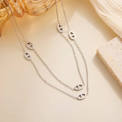 Elegant Classic Style Pig Nose Titanium Steel 18K Gold Plated Bracelets Necklace