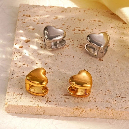 1 Pair IG Style Heart Shape 304 Stainless Steel Earrings
