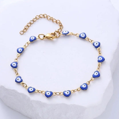 Classic Style Devil'S Eye Heart Shape 304 Stainless Steel 18K Gold Plated No Inlaid Stainless Steel Bracelets In Bulk