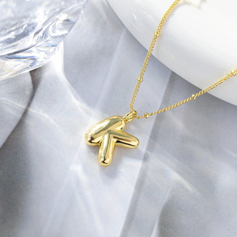 Minimalist Streetwear Letter Copper K Gold Plated Pendant Necklace