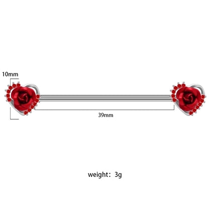 1 Piece Ear Cartilage Rings & Studs Fashion Heart Shape Rose Butterfly 316L Stainless Steel Alloy Copper Plating Inlay Rhinestones Glass White Gold Plated Gold Plated