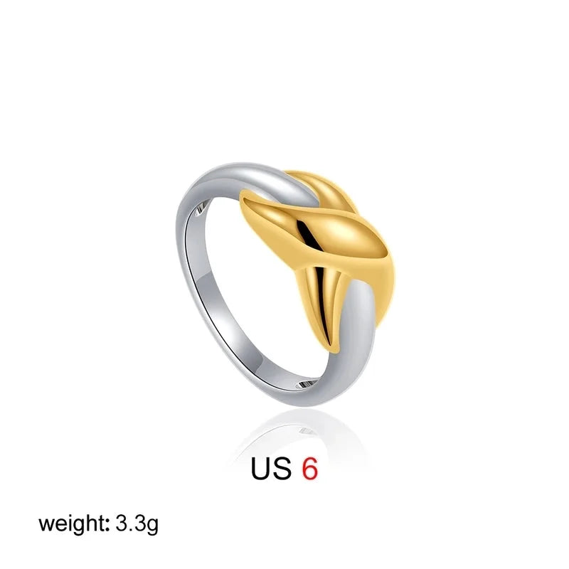 IG Style Elegant Geometric Copper Mixed Metal Rings
