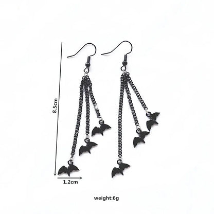 1 Pair Classical Vintage Style Funny Halloween Pattern Bat Skull Arylic Alloy Copper Drop Earrings