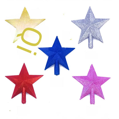Christmas Tree Top Star 12/15/20/25/30cm Three-dimensional Blow Molded Five-pointed Star Multi-specification Christmas Tree Gold Powder Five Stars