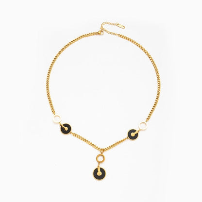 Minimalist Geometric Round Titanium Steel Fritillary Plating Inlay Bracelets Necklace