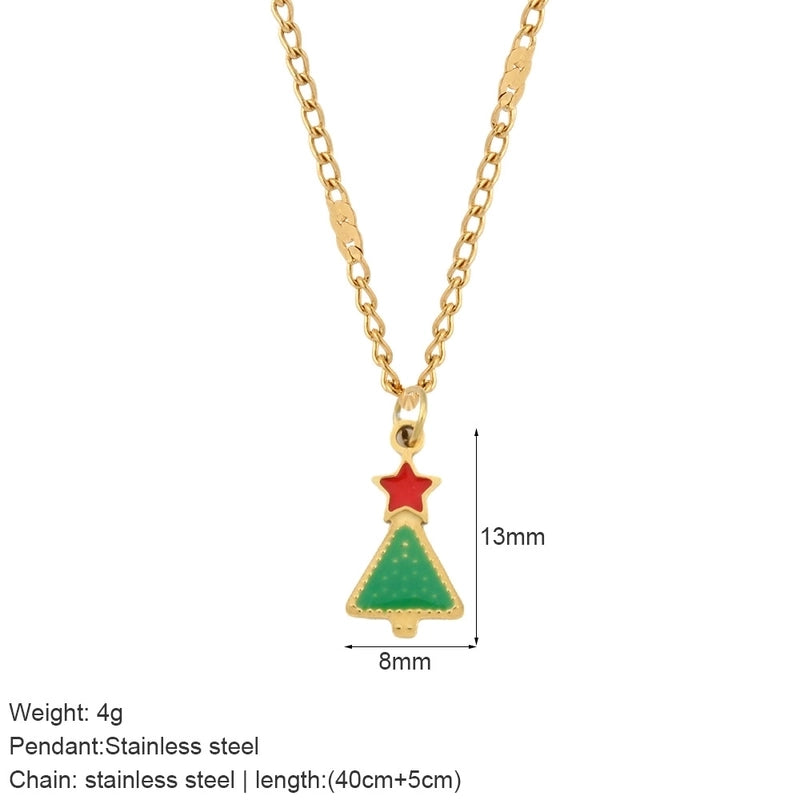 Nordic Style Classic Style Gingerbread Moon 316L Stainless Steel Plating Pendant Necklace