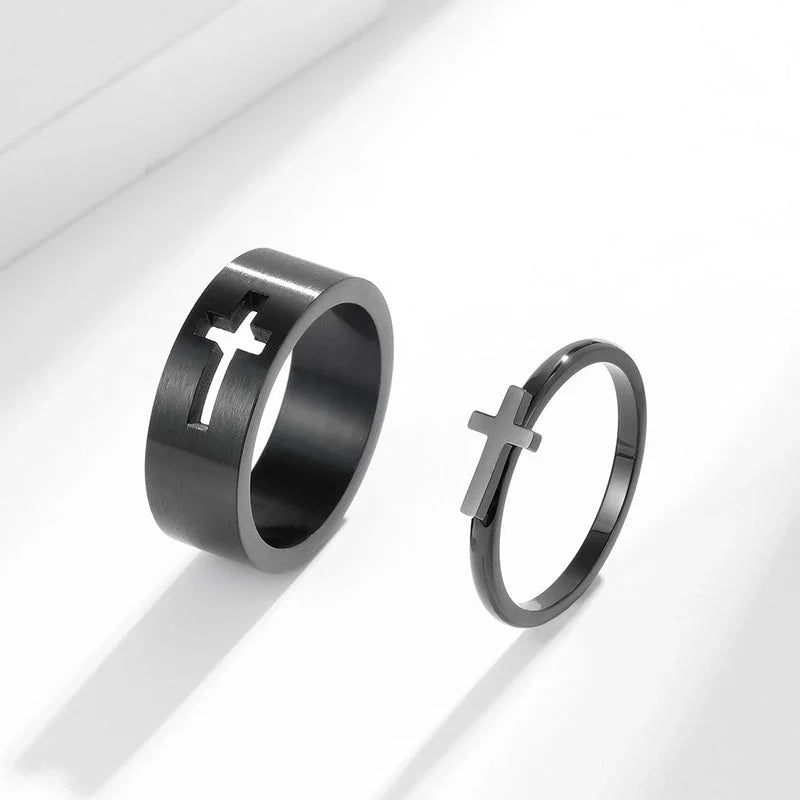 Fashion Cross Stainless Steel Rings Polishing Stainless Steel Rings