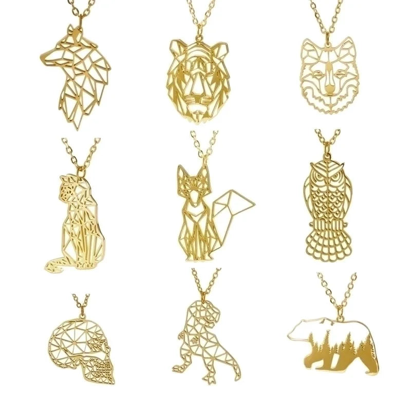 304 Stainless Steel 18K Gold Plated Minimalist Plating Hollow Out Animal Pendant Necklace