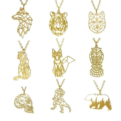 304 Stainless Steel 18K Gold Plated Minimalist Plating Hollow Out Animal Pendant Necklace