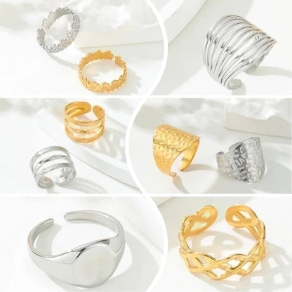 Y2K Exaggerated Geometric Round Dots 304 Stainless Steel 18K Gold Plated Plating Open Rings