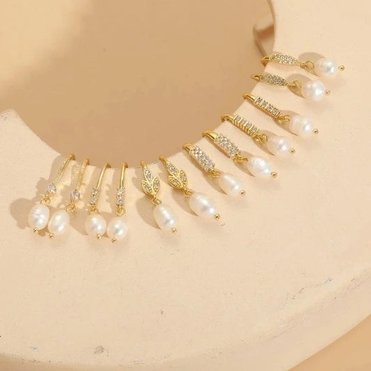 1 Pair Sweet Minimalist Water Droplets Plating Inlay Freshwater Pearl Copper Zircon 14k Gold Plated Ear Hook