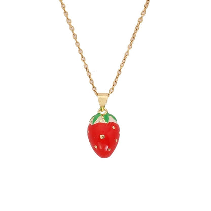 Cute Commute Fruit 304 Stainless Steel Copper Zircon 18K Gold Plated Inlay Pendant Necklace