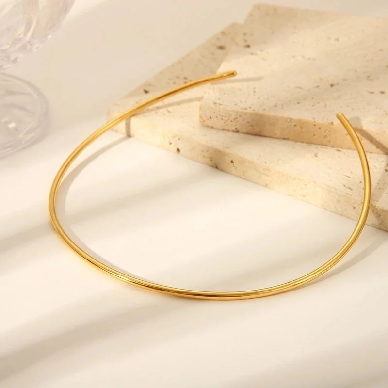 Minimalist Lines 304 Stainless Steel 18K Gold Plated Polishing Plating Choker