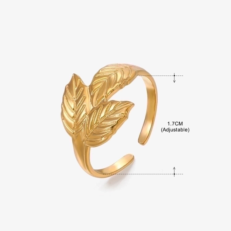 3 Pieces Basic Classic Style Geometric Leaf Stainless Steel Plating Open Rings