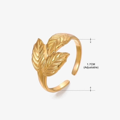 3 Pieces Basic Classic Style Geometric Leaf Stainless Steel Plating Open Rings