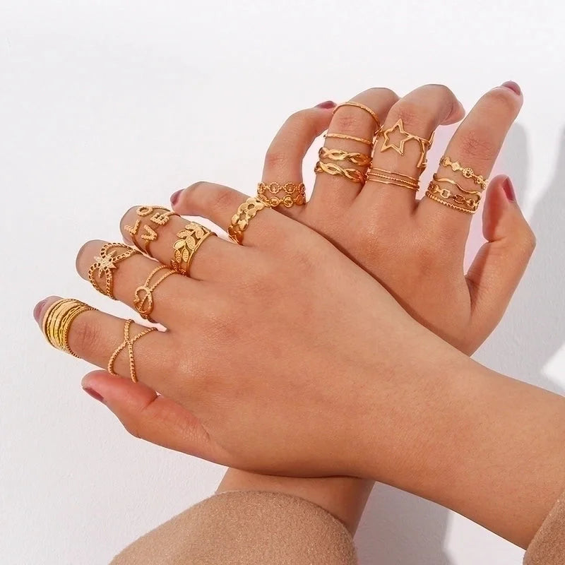 Fashion Geometric 304 Stainless Steel 18K Gold Plated Plating Open Ring