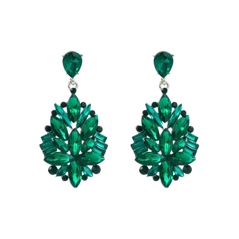 1 Pair Fashion Solid Color Inlay Alloy Rhinestones Glass Drop Earrings