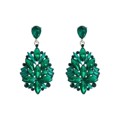 1 Pair Fashion Solid Color Inlay Alloy Rhinestones Glass Drop Earrings